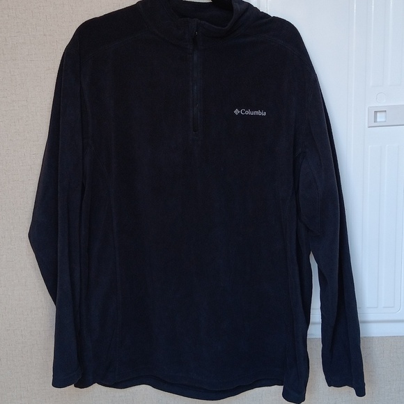 Columbia Sweater Men's xl Black Pullover 1/4 Zip Logo Fleece Mock Neck - Picture 1 of 5